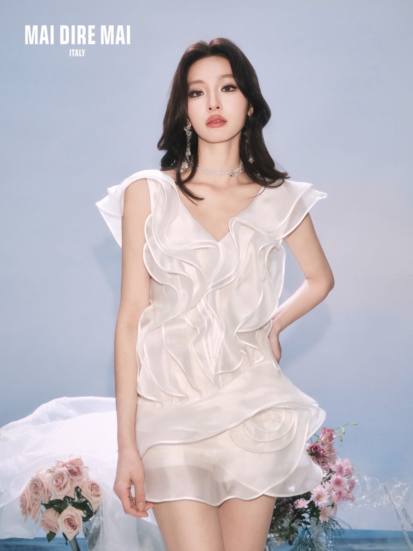 MAI DIRE MAI White Floral Mini Dress