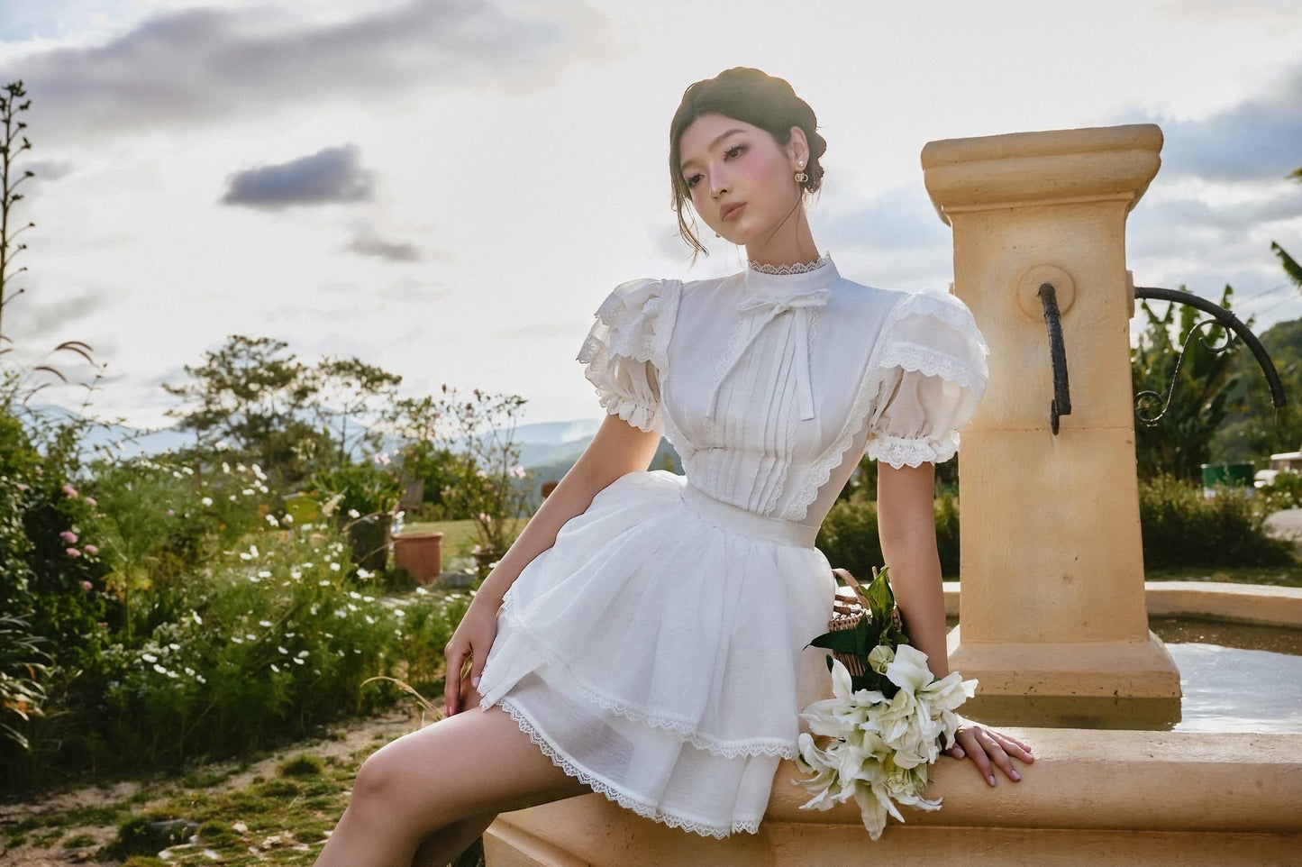 SISSY NATION Sweet Elegant Fairycore White Eloise Mini Dress