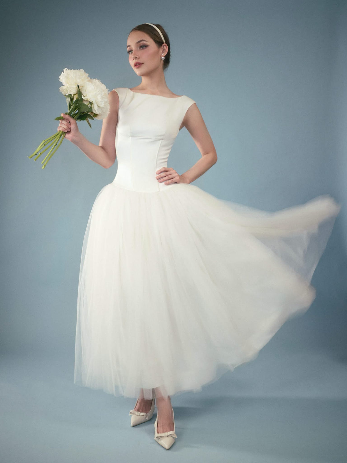 White Swan Tulle Romantic Midi Dress
