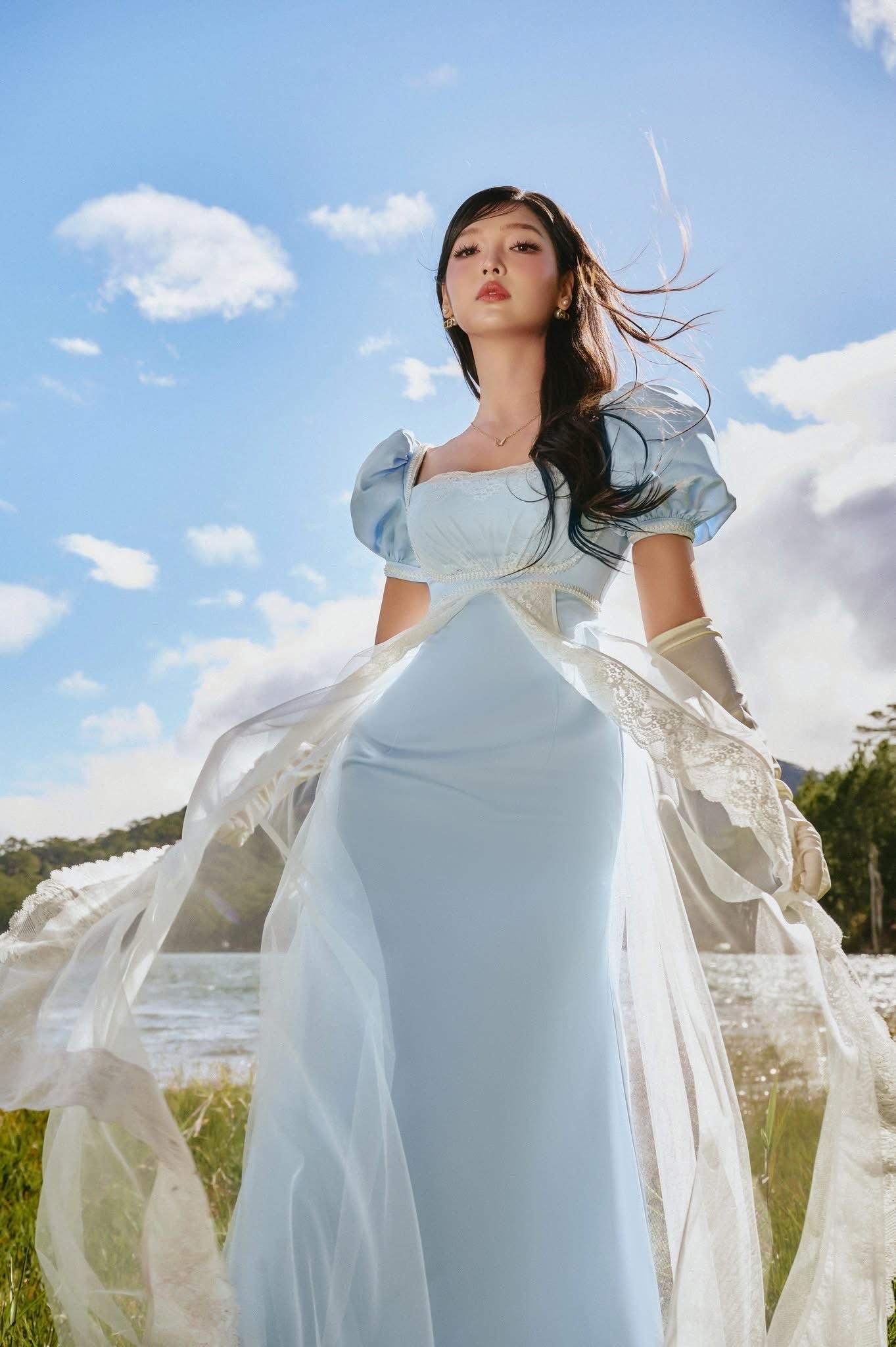 SISSY NATION Sweet Elegant Fairycore Pink Daphne Silk Maxi Dress