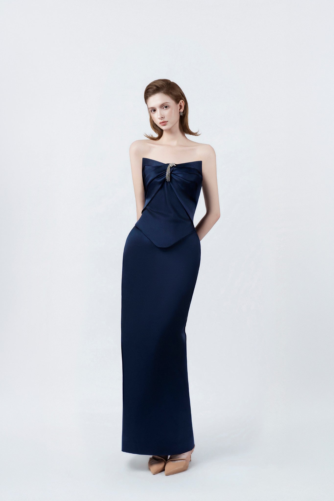 DETHEIA Elegant Minimalist Blue Cassiopeia Maxi Dress