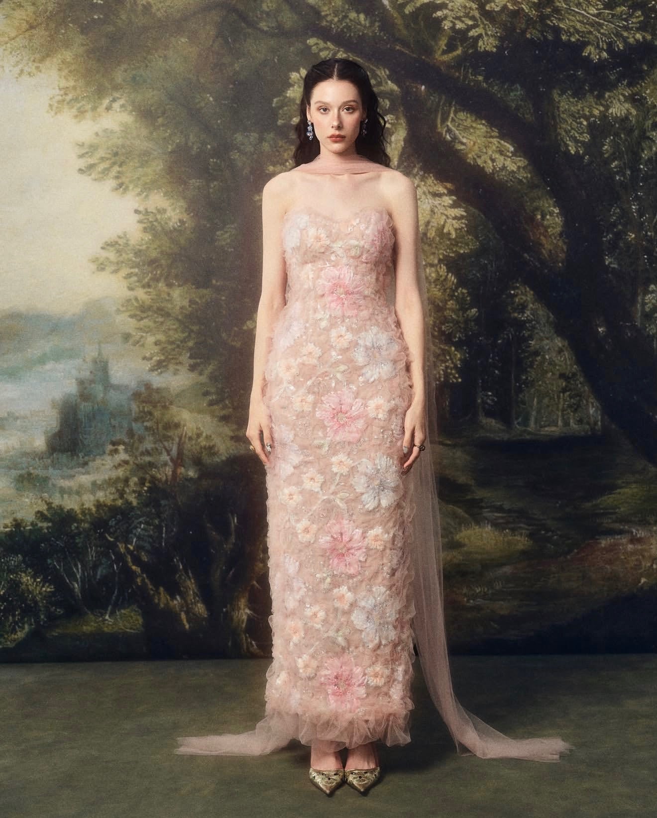 LINHPHUNG Pink Florenza Gauze Maxi Dress