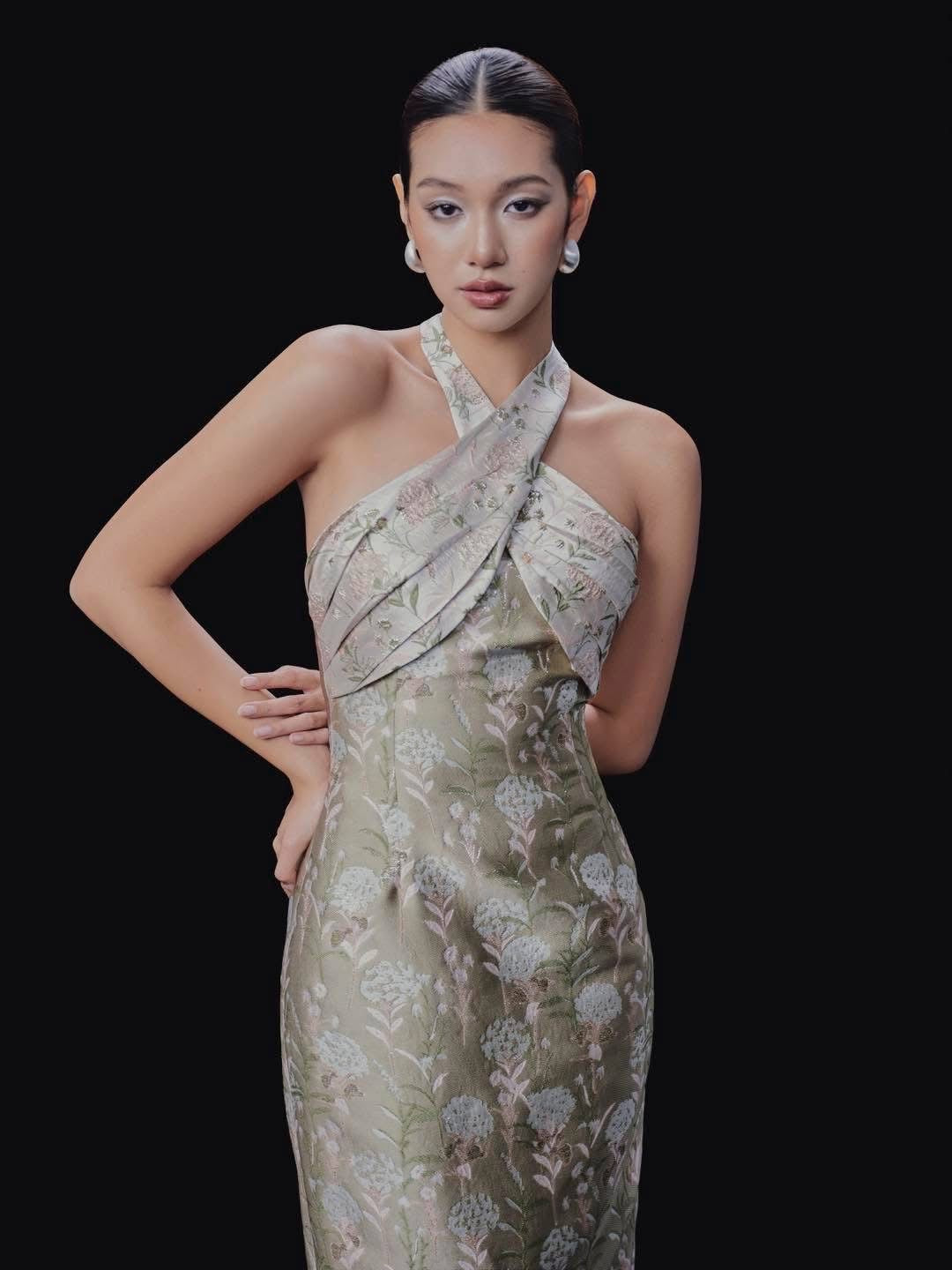 OIA STUDIOS Green Floral Formal Mei Maxi Dress