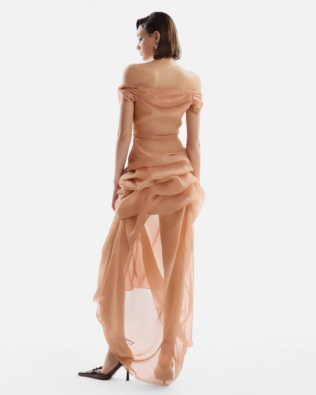 Musthave Caramel Draped Mullet Midi Dress