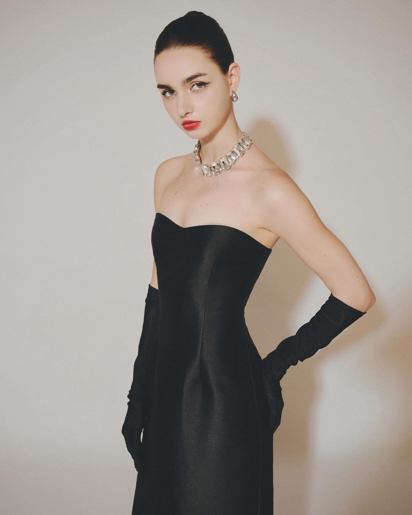 DELICIAE Black Elegant Minimalist Delys Maxi Dress