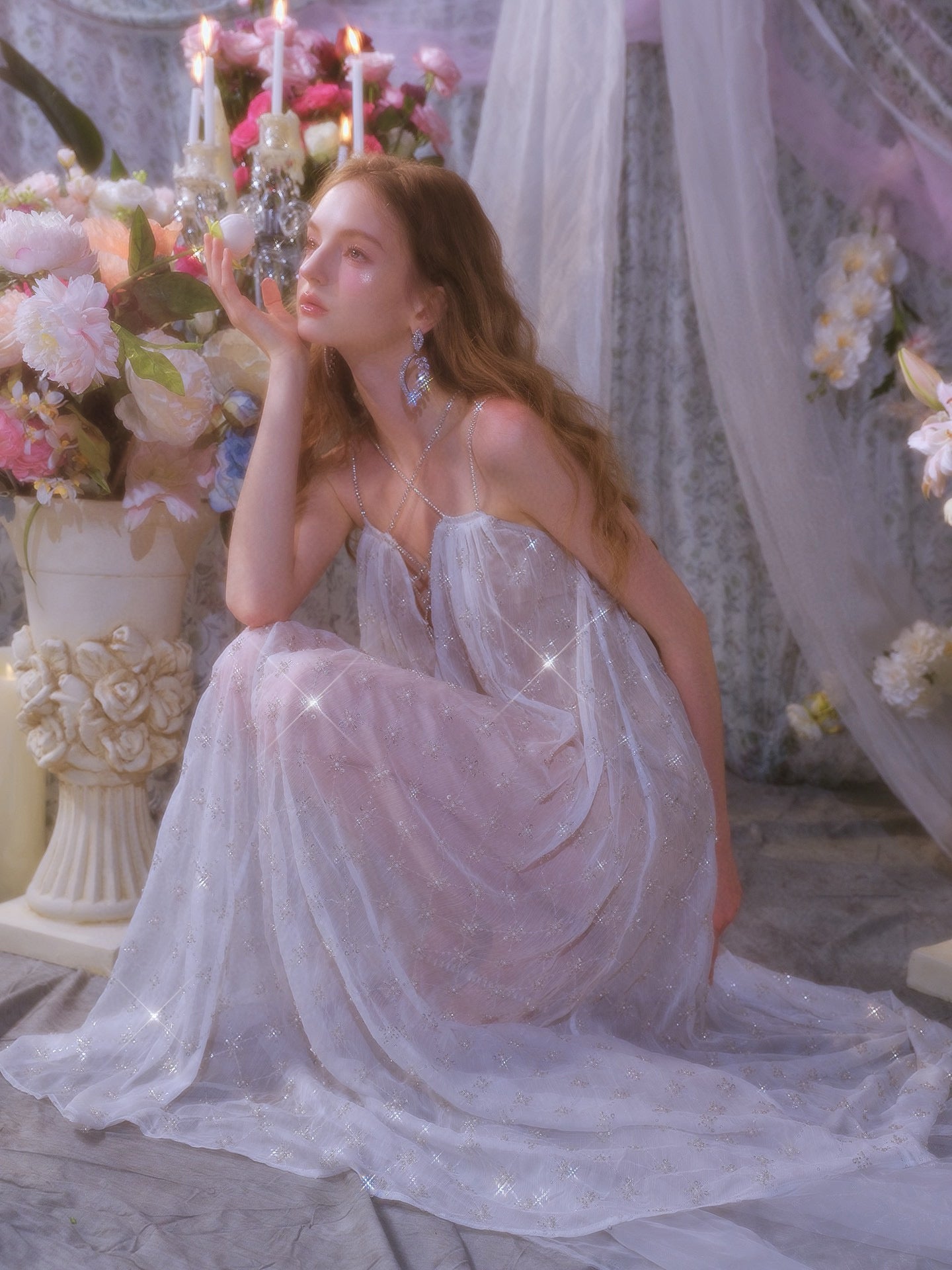 WARDROBE BY CHEN White Wedding Halter Maxi Dress