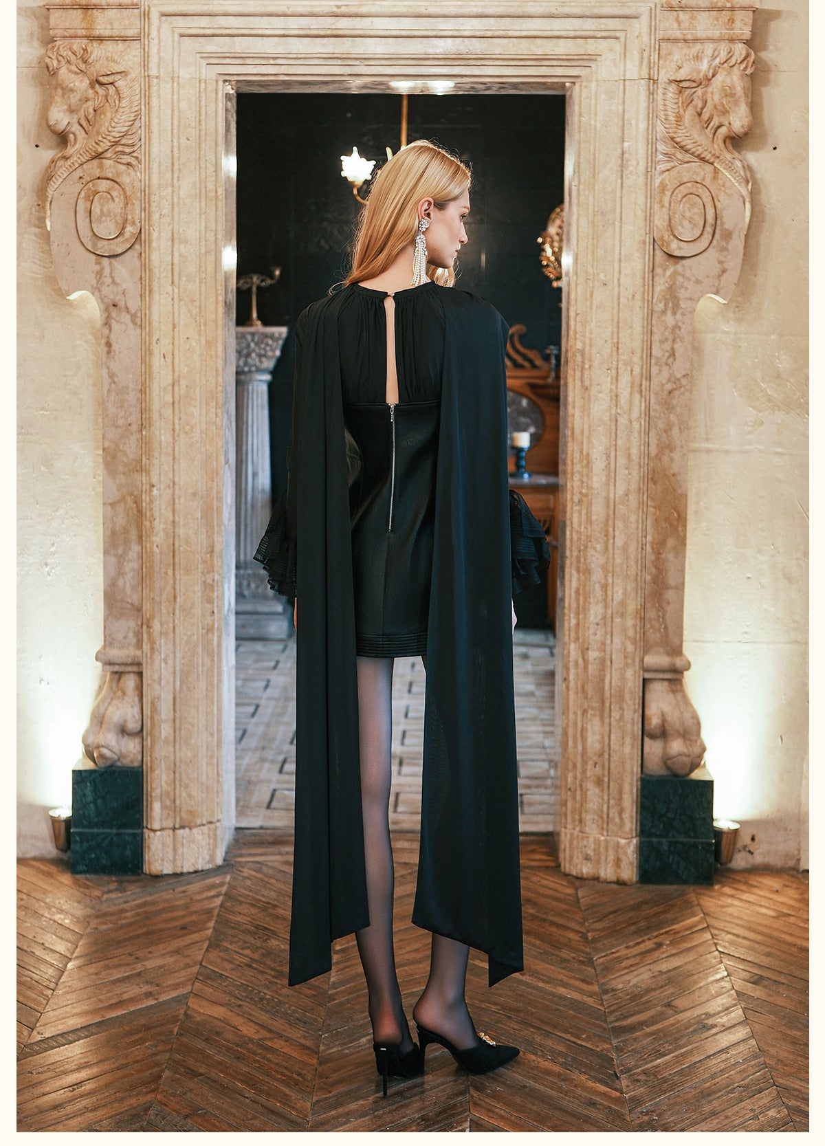 SHEERLUCK Red Leah Eco-Leather Strapless A-Line Mini Dress