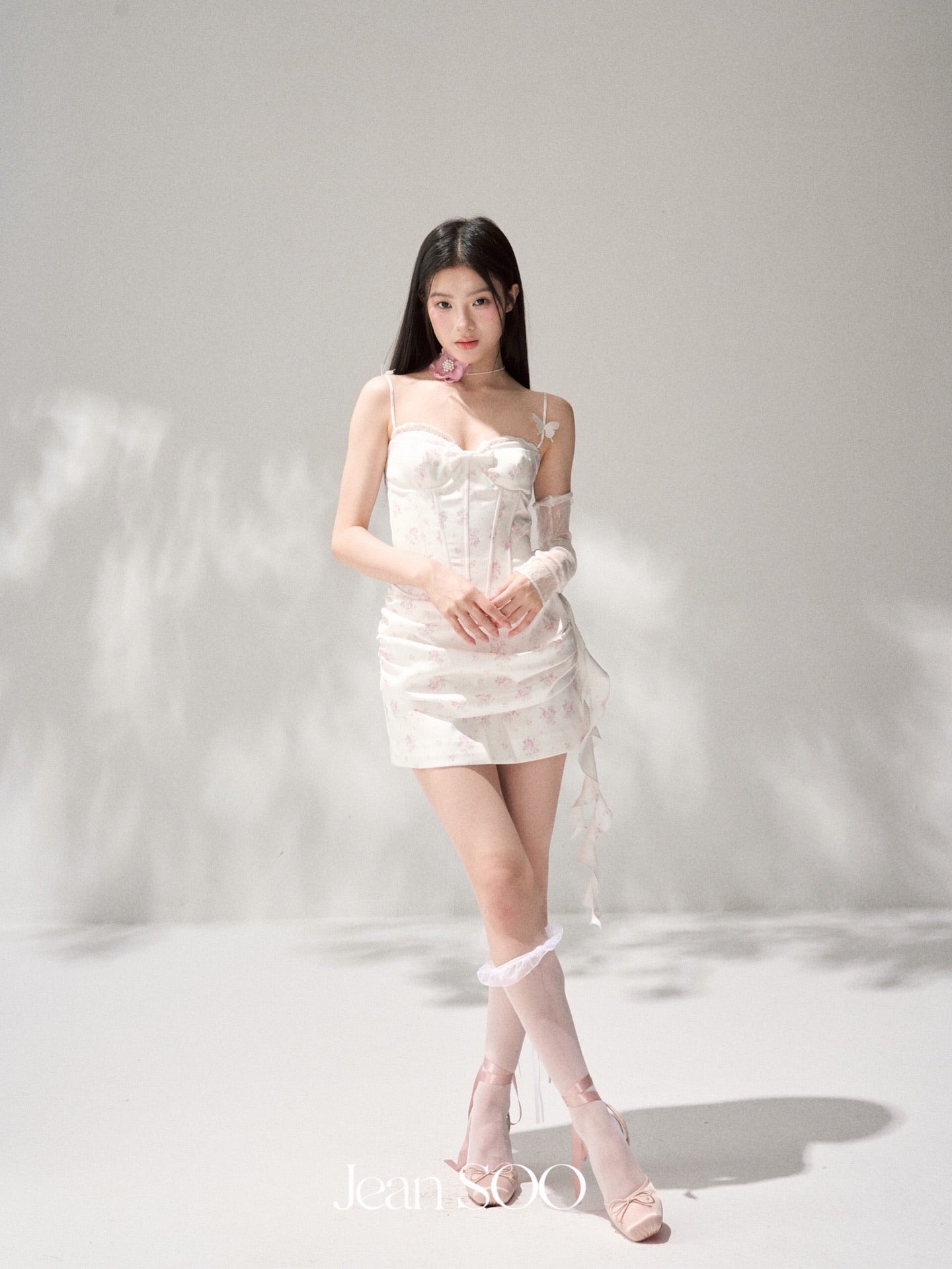 JEAN SOO Sweet Vacation White Butterfly Mini Dress