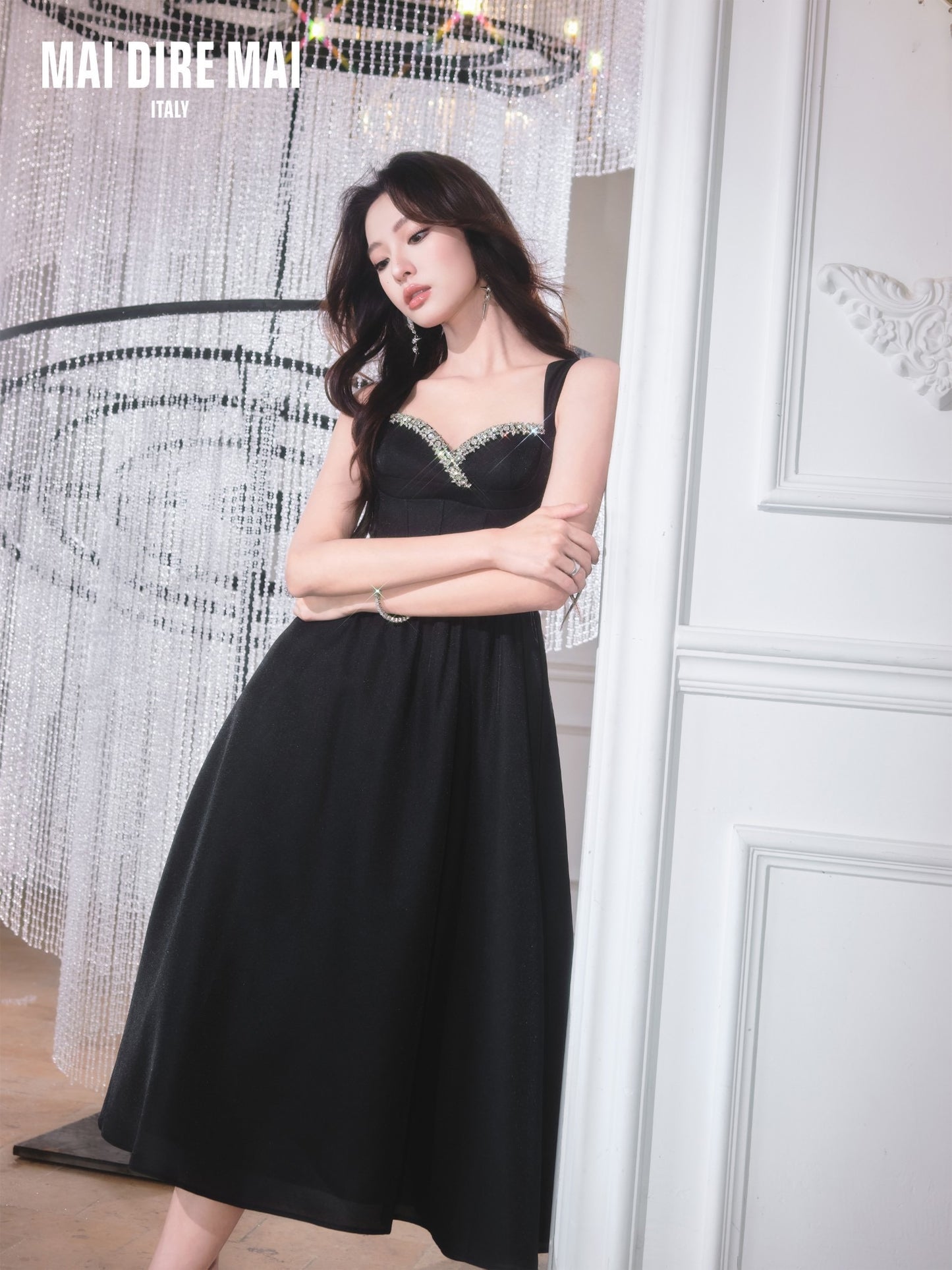 MAI DIRE MAI Black Diamond Midi Dress
