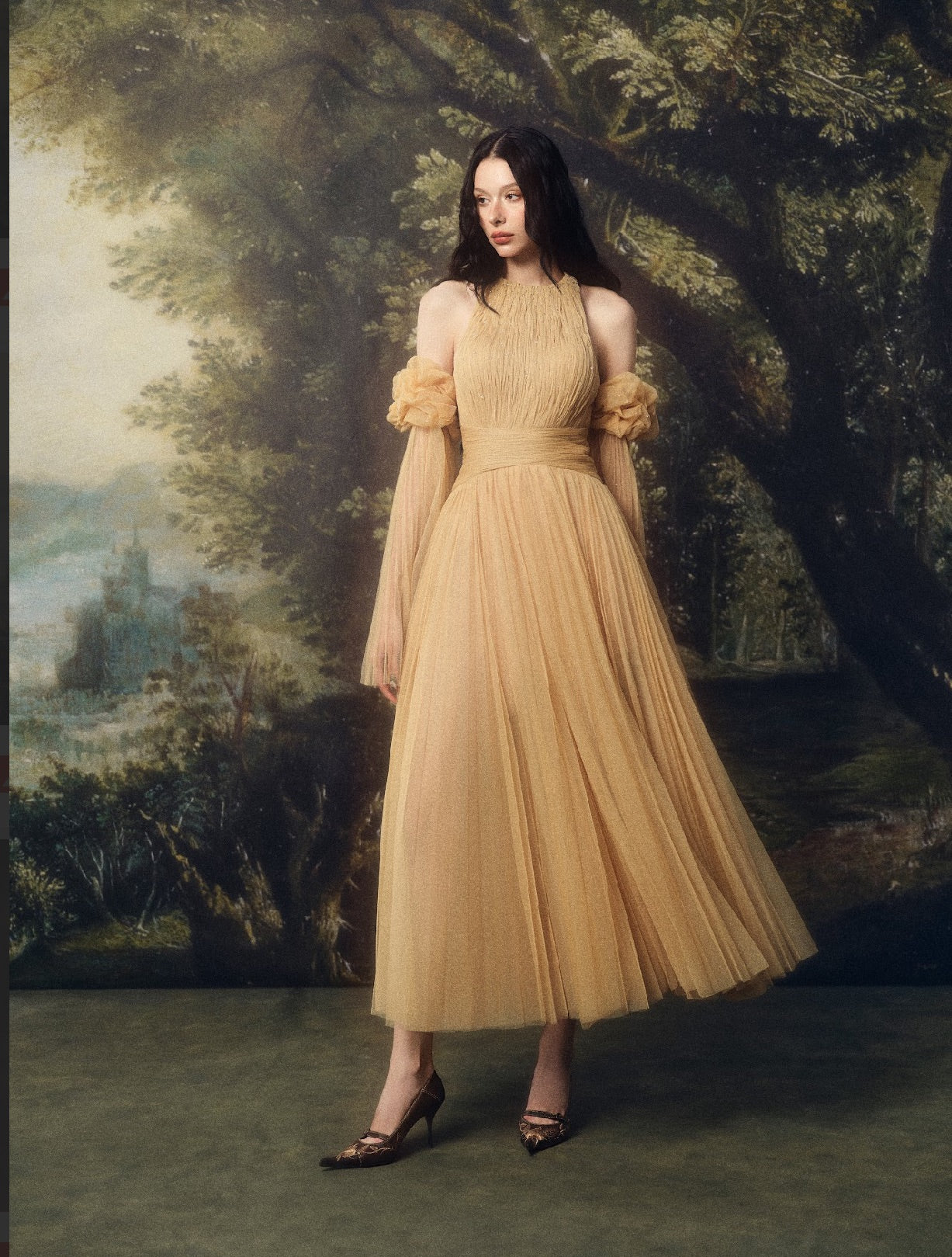 LINHPHUNG Yellow Pleated Heliora Maxi Dress