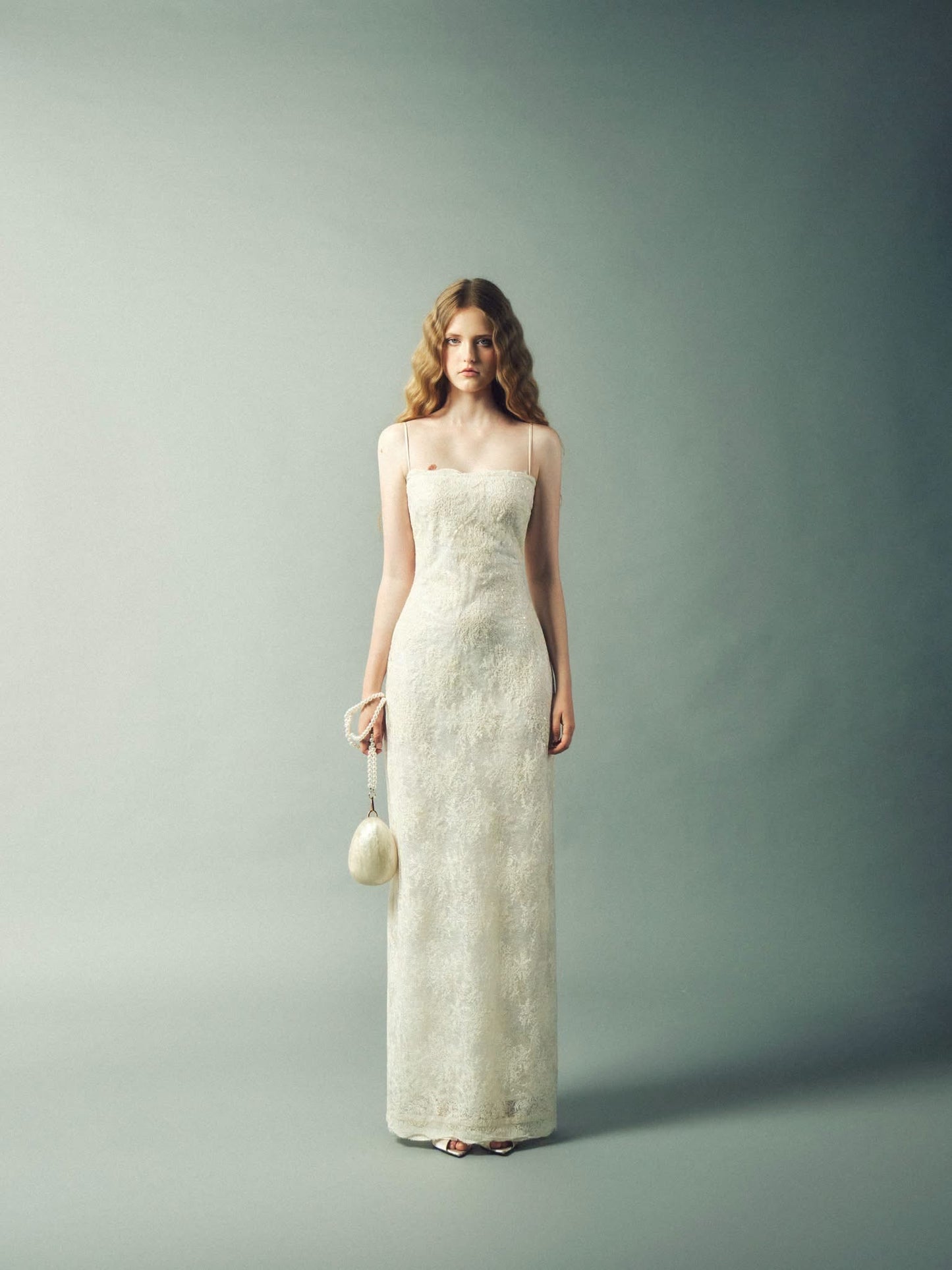 DELICIAE Cream Lace Cynthia Maxi Dress
