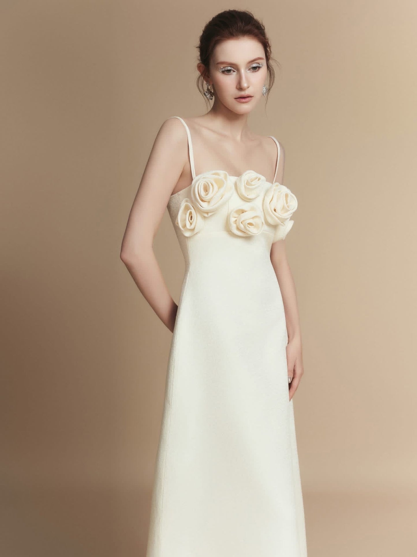 LAMORIS White Rosabella Midi Dress