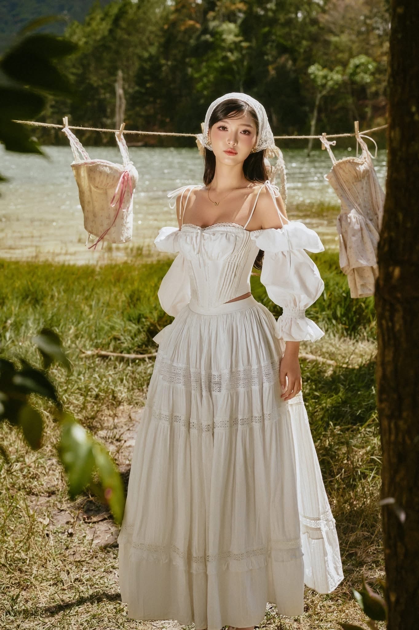 SISSY NATION Sweet Elegant Fairycore White Layla Top & Skirt