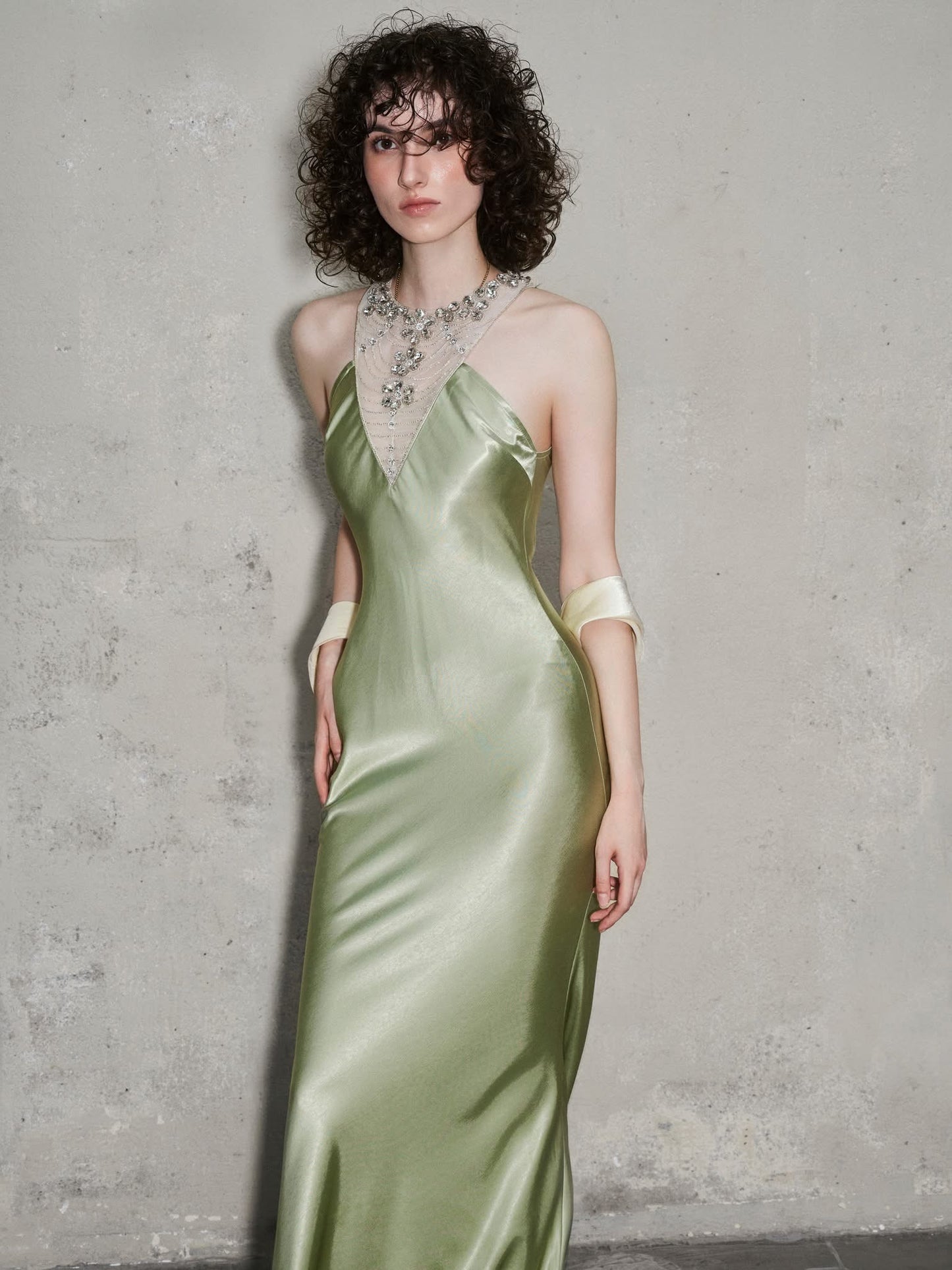 OIA STUDIO Elegant Vacation Green Cinnabar Maxi Dress