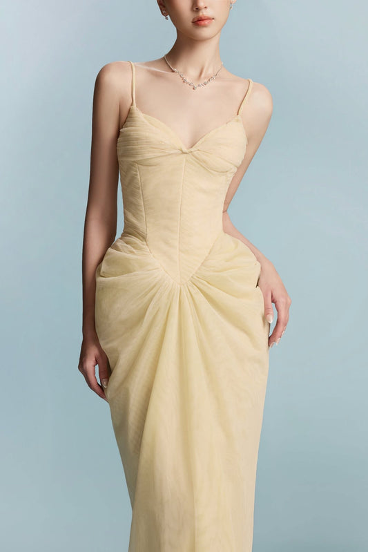 BYDI Elegant Minimalist Yellow Casa Maxi Dress