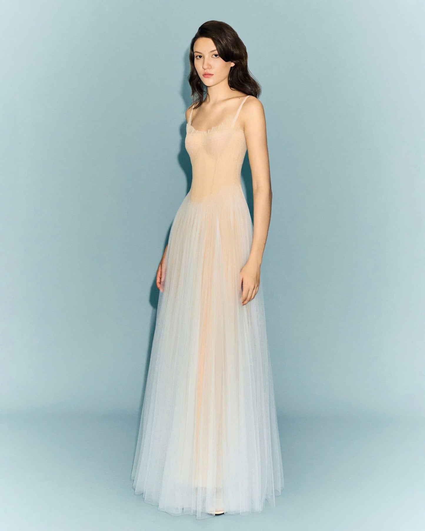 MONTSAND Green Corset Tulle Maxi Dress