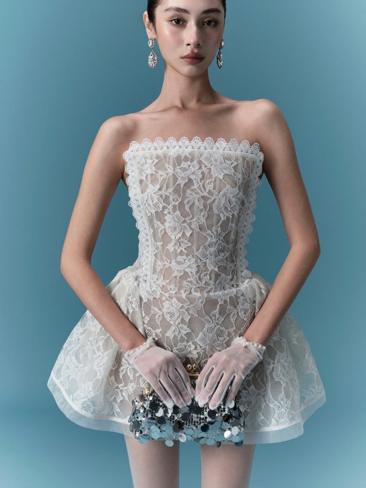 OIA STUDIOS White Sweet Elegant Hermia Mini Dress