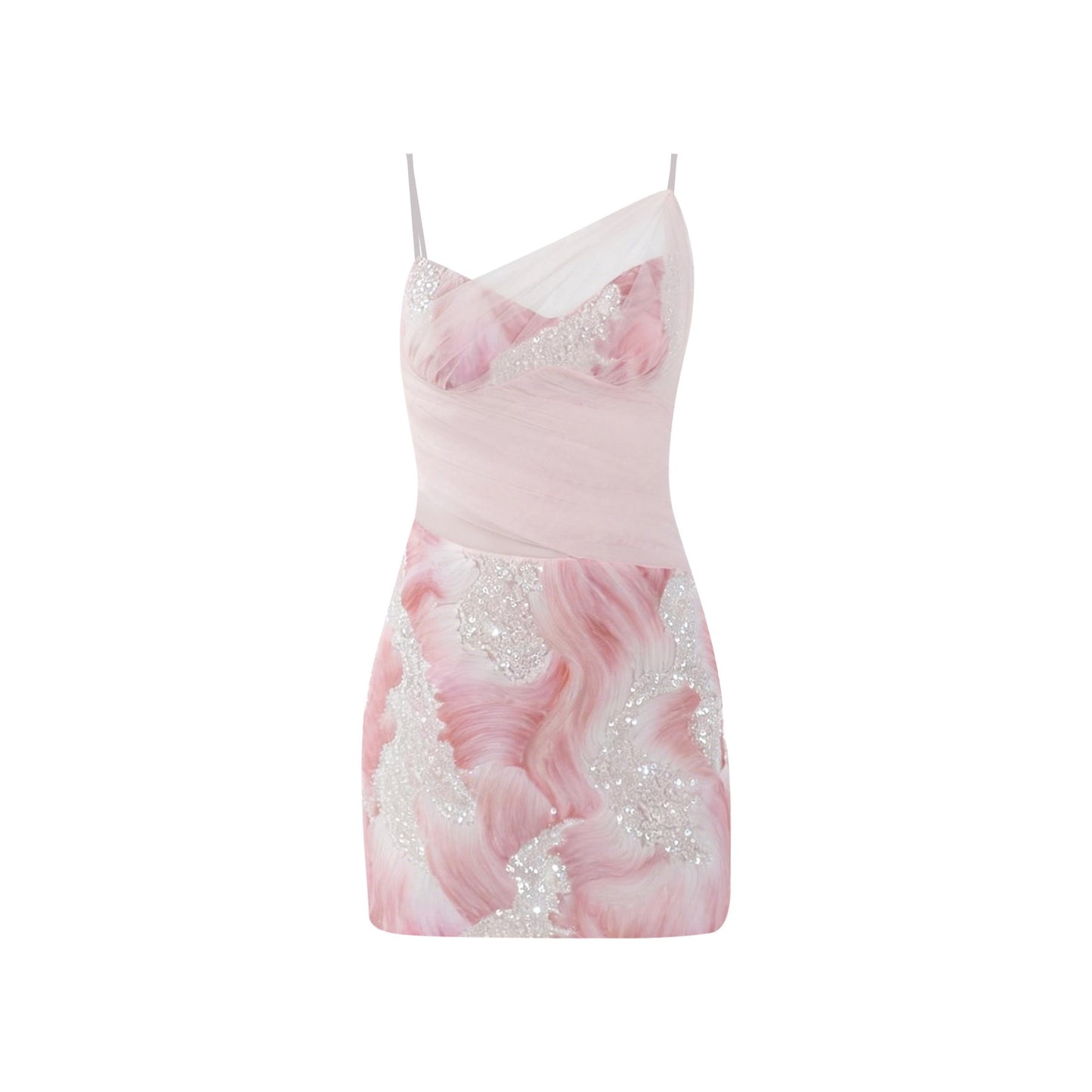 MIMI PLANGE Vacation Sweet Pink Beaded Yarn Mini Dress