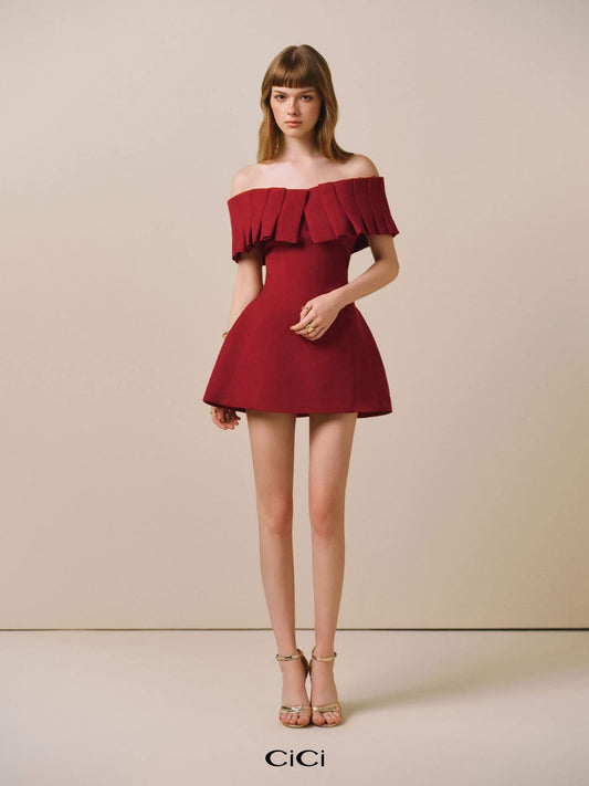 Red Hazelina Off-shoulder Mini Dress