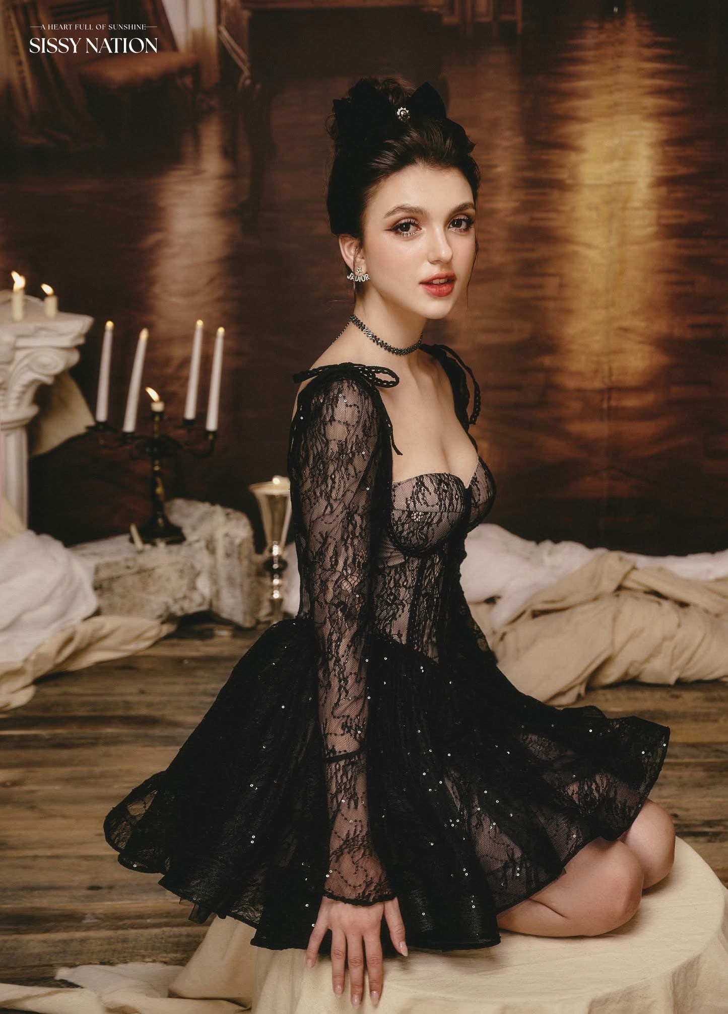 SISSY.NATION BLACK LACE MINI DRESS