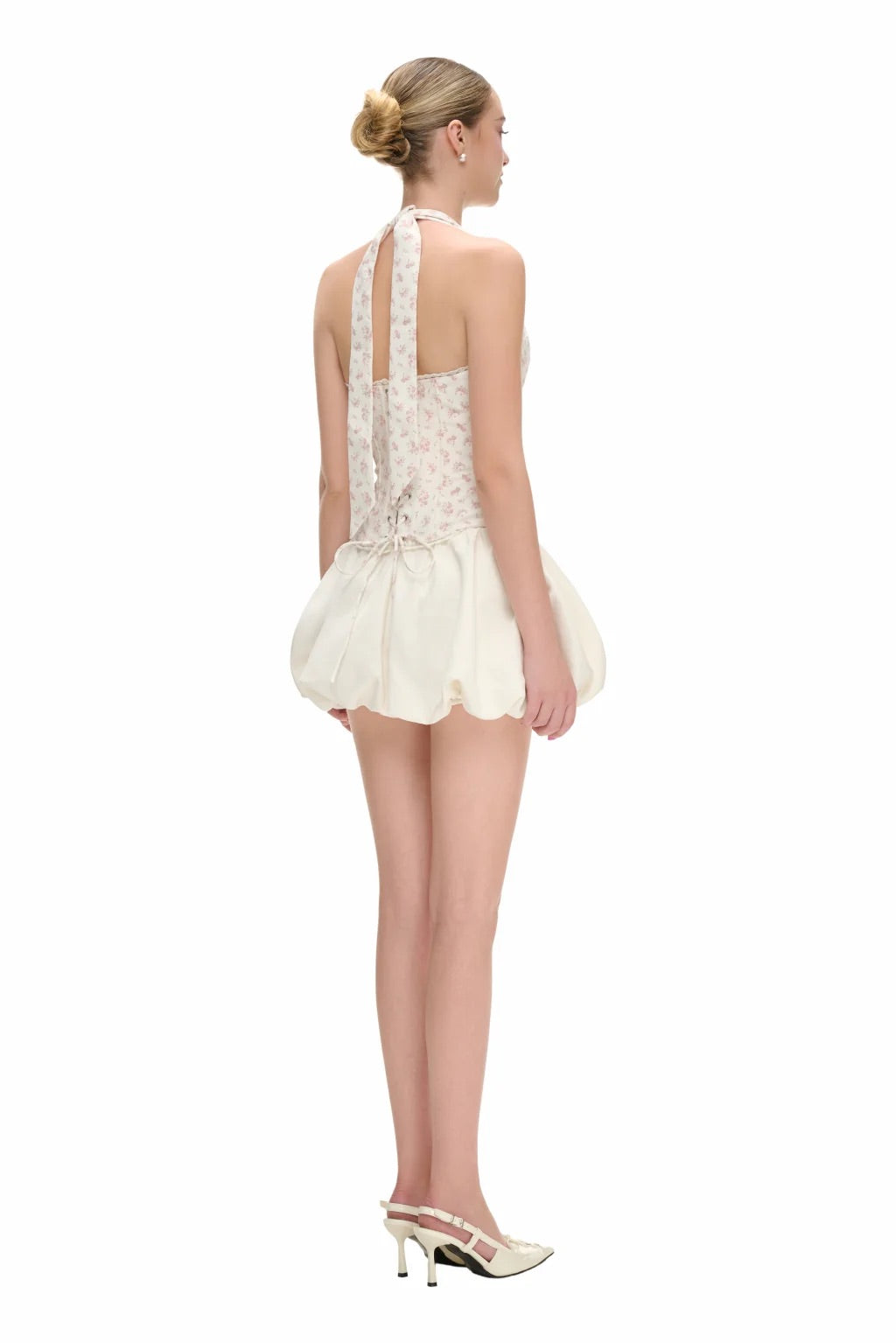 JUBIN White Floral Lani Top & White Skirt