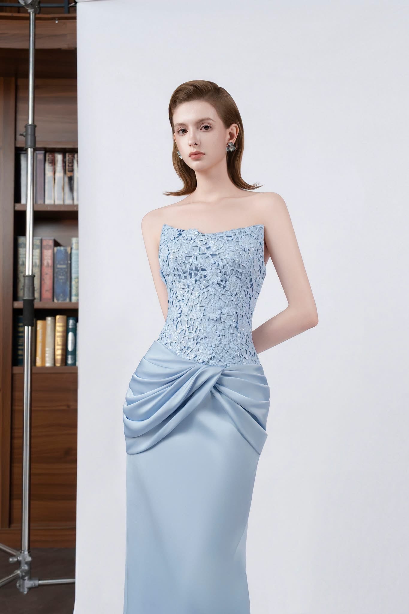 DETHEIA Elegant Vintage Blue Anneliese Pencil Maxi Dress