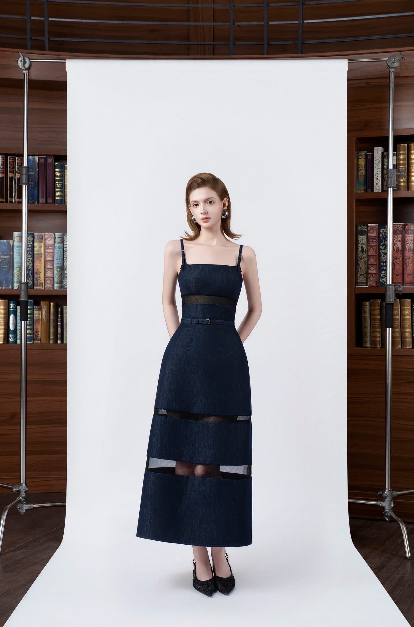 DETHEIA Elegant Vintage Navy Blue Cassiopeia Maxi Dress