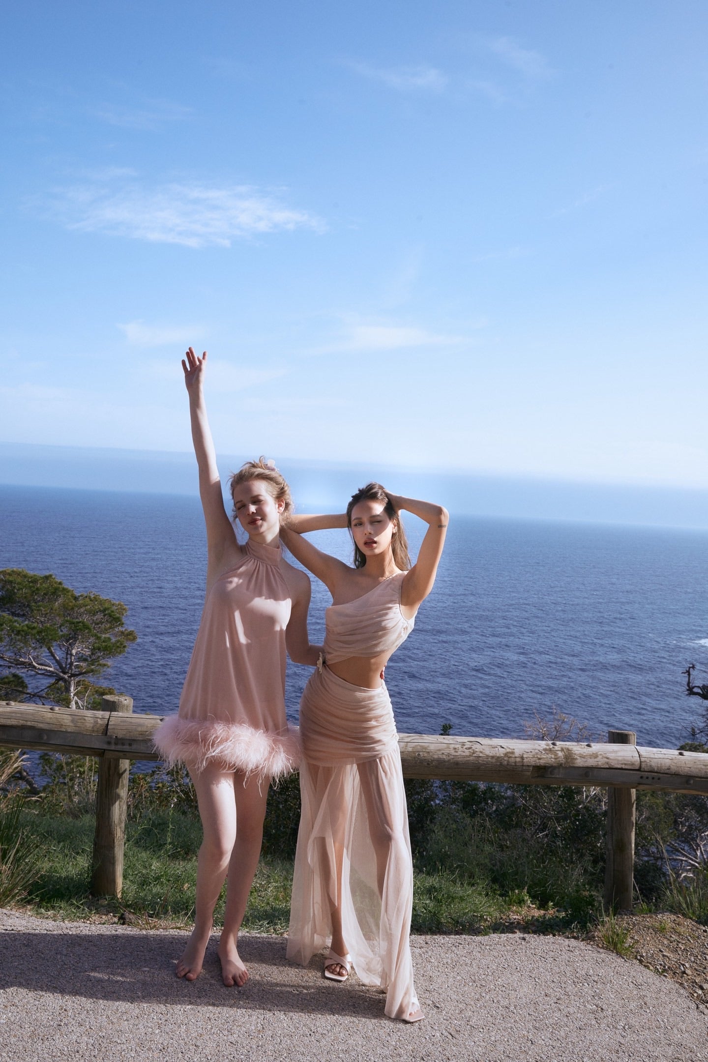 MINPURA Pink Feather Mini Dress