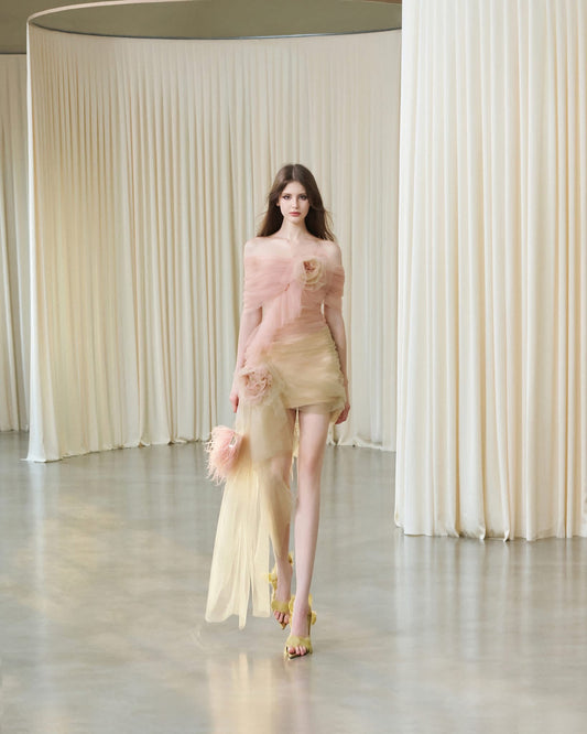 MUSTHAVE Pink Coral Blush Mesh Mini Dress