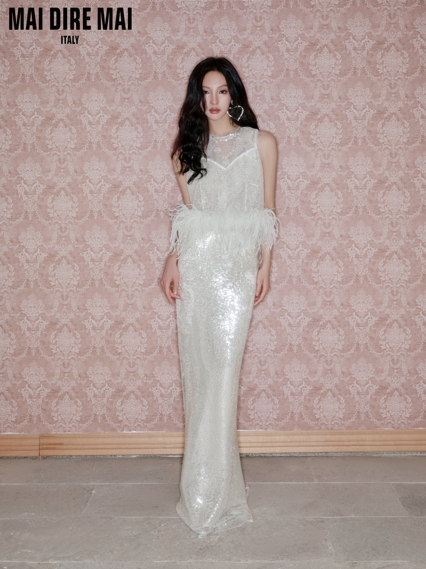 MAI DIRE MAI White Sparkling Fairy Feather Sequinned Top & Skirt