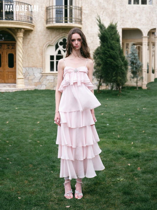 MAI DIRE MAI Sweet Elegant Pink Romantic Maxi Dresso