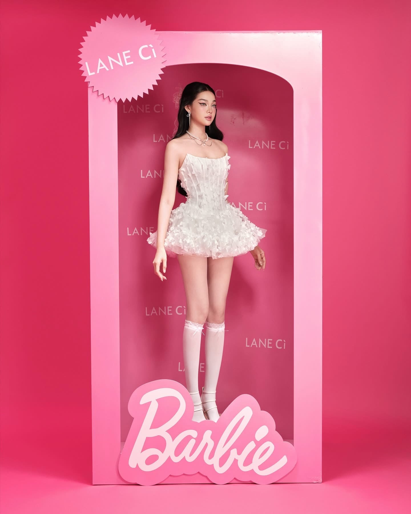 LANE CI Pink Swan Mini Dress