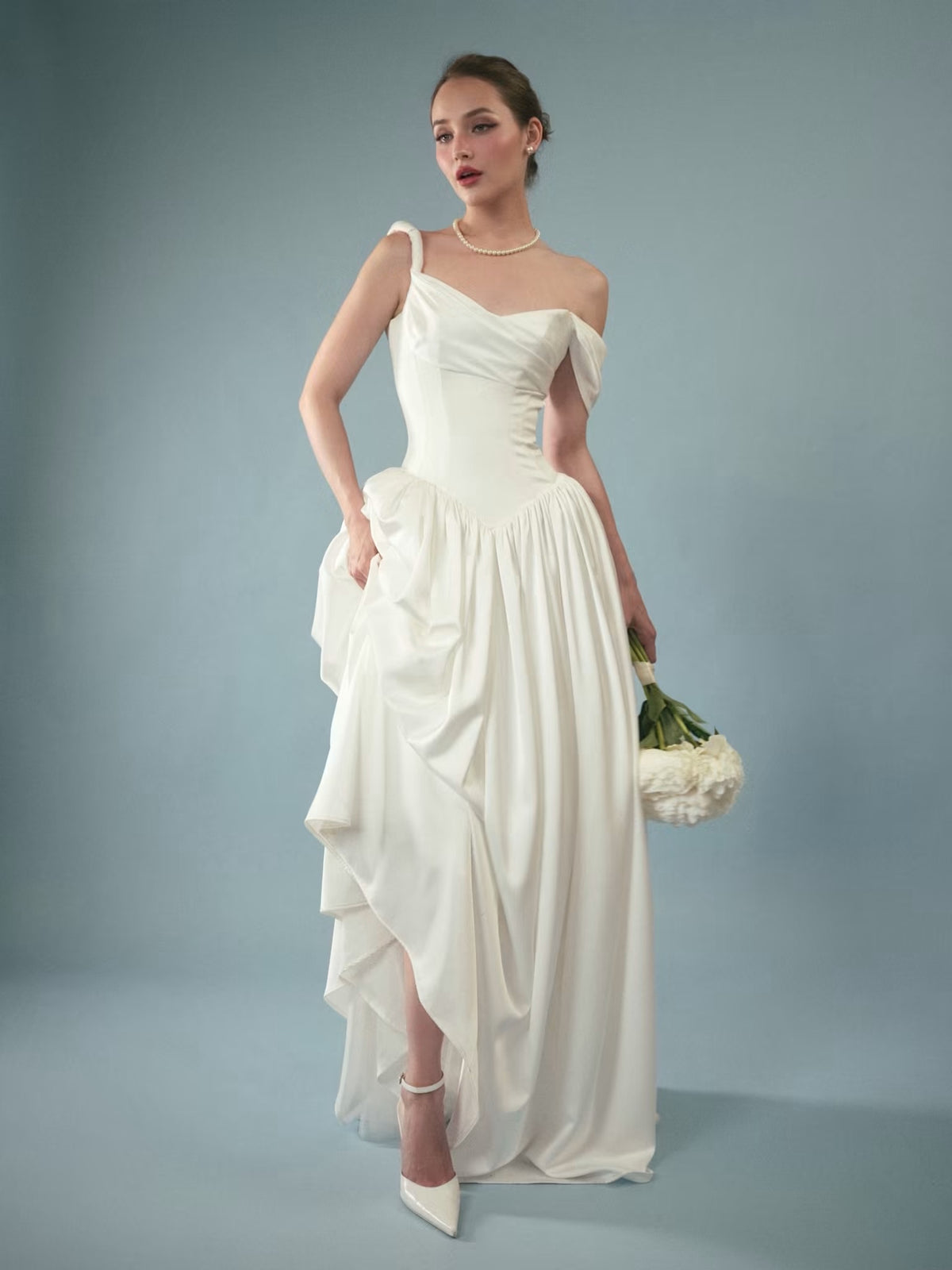 White Satin Eveline Maxi Dress