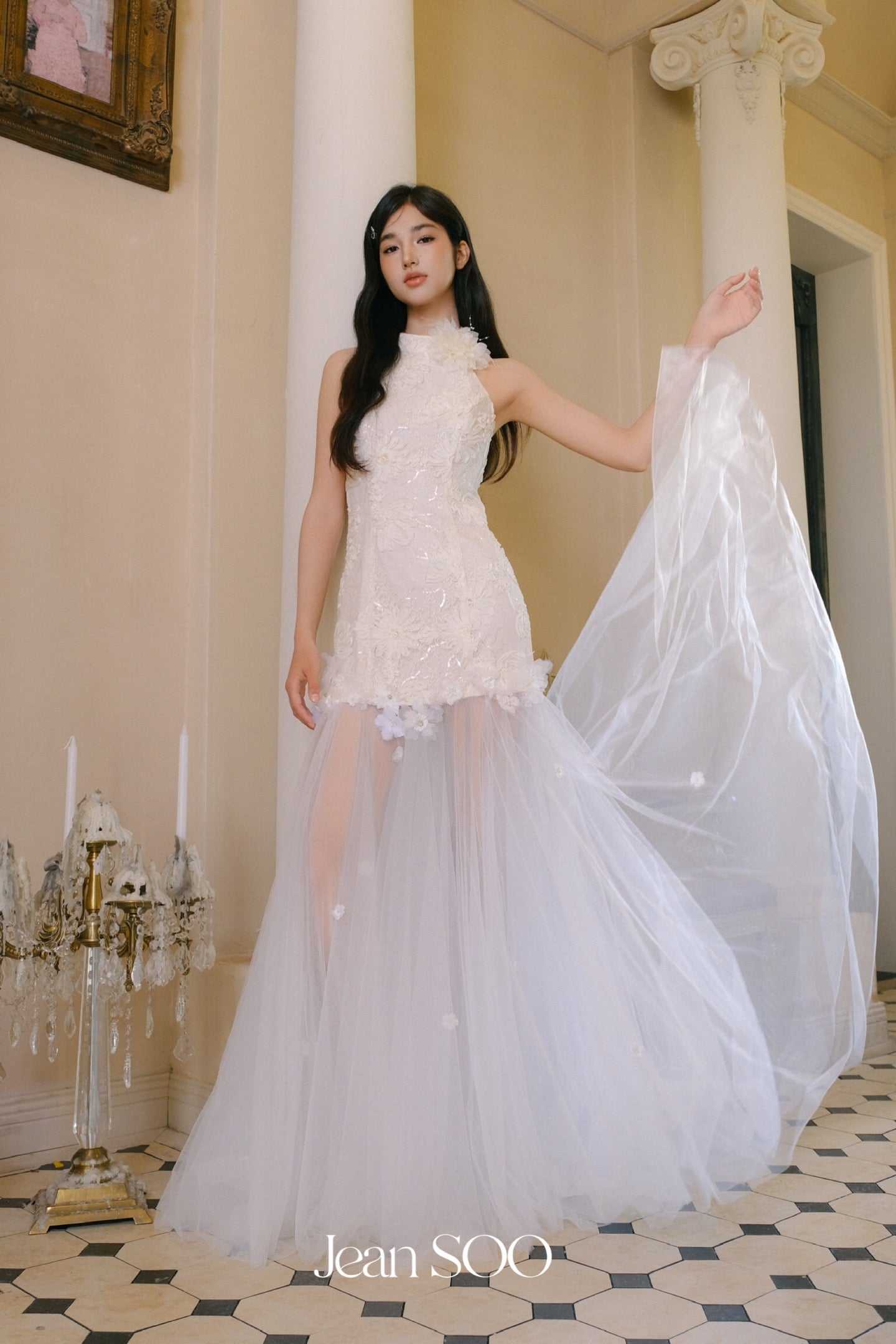 JEAN SOO White Lace Maxi Dress