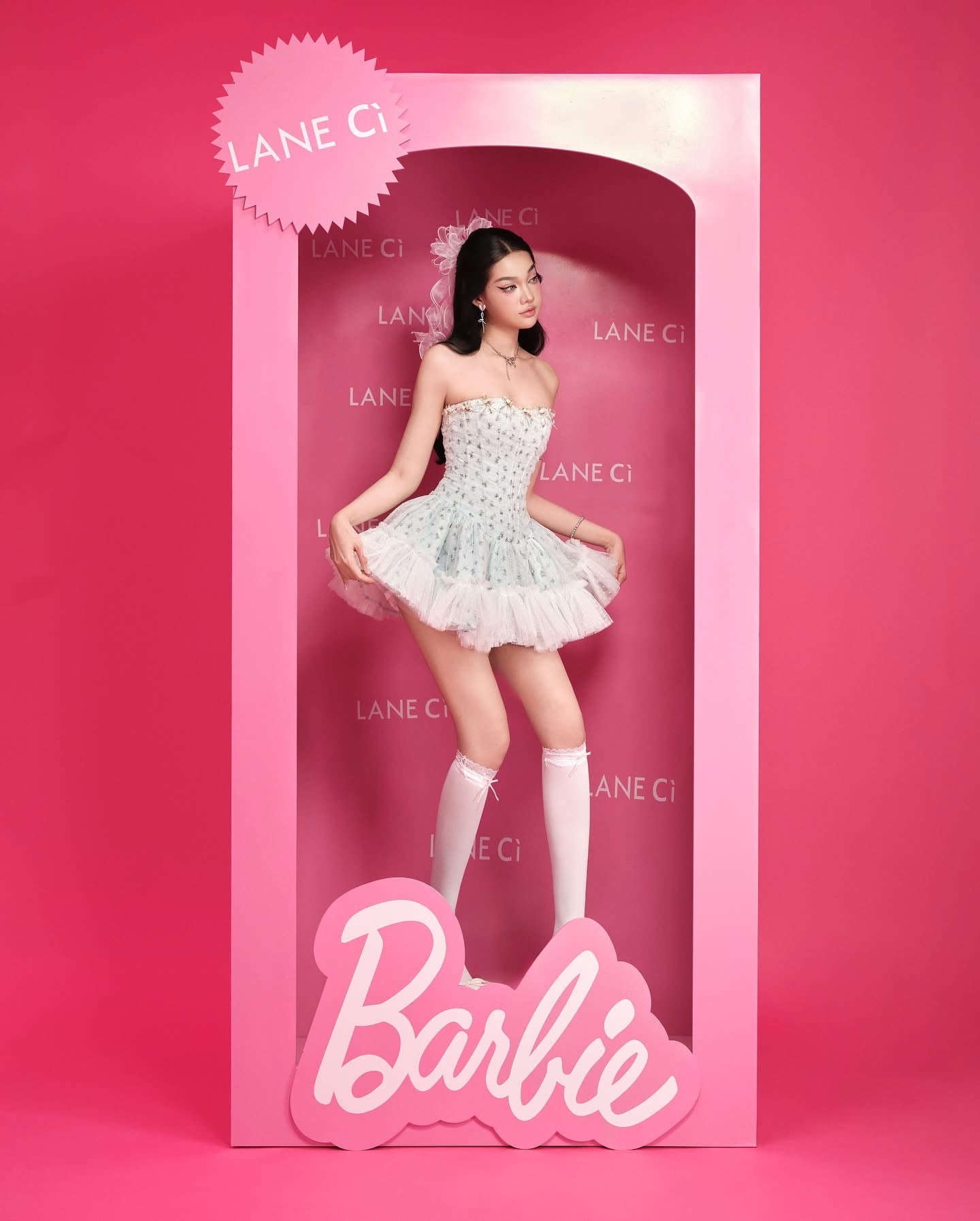 LANE CI White Moudy Mini Dress