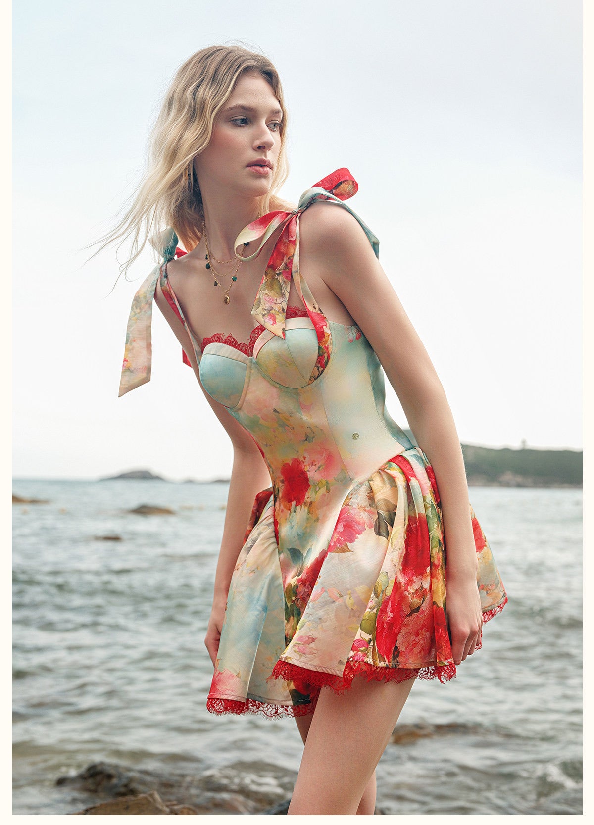 Sheerluck Elegant Vacation Blue Fiorina Mini Dress
