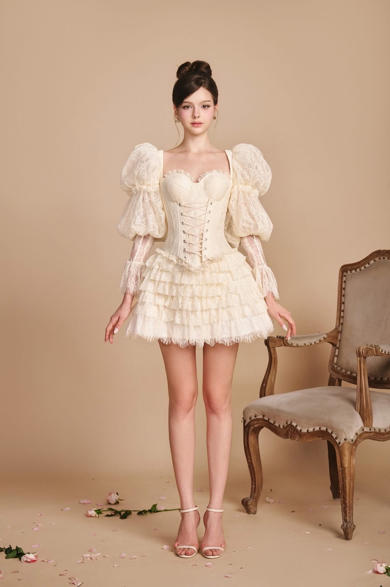 SISSY NATION Sweet Elegant Fairycore White J'adore Corset Top & Skirt