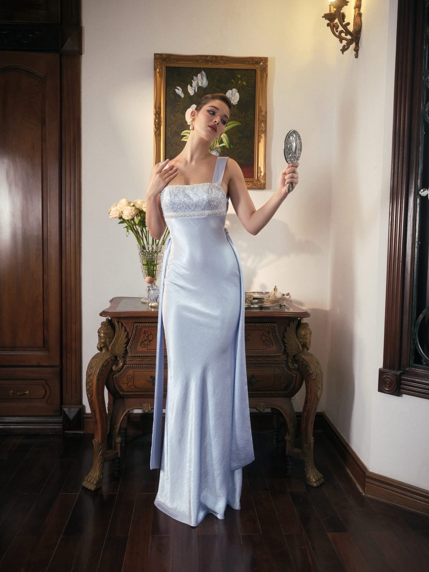 KISSERINE ATELIER Elegant Fairycore Blue Gown Renaisee Maxi Dress