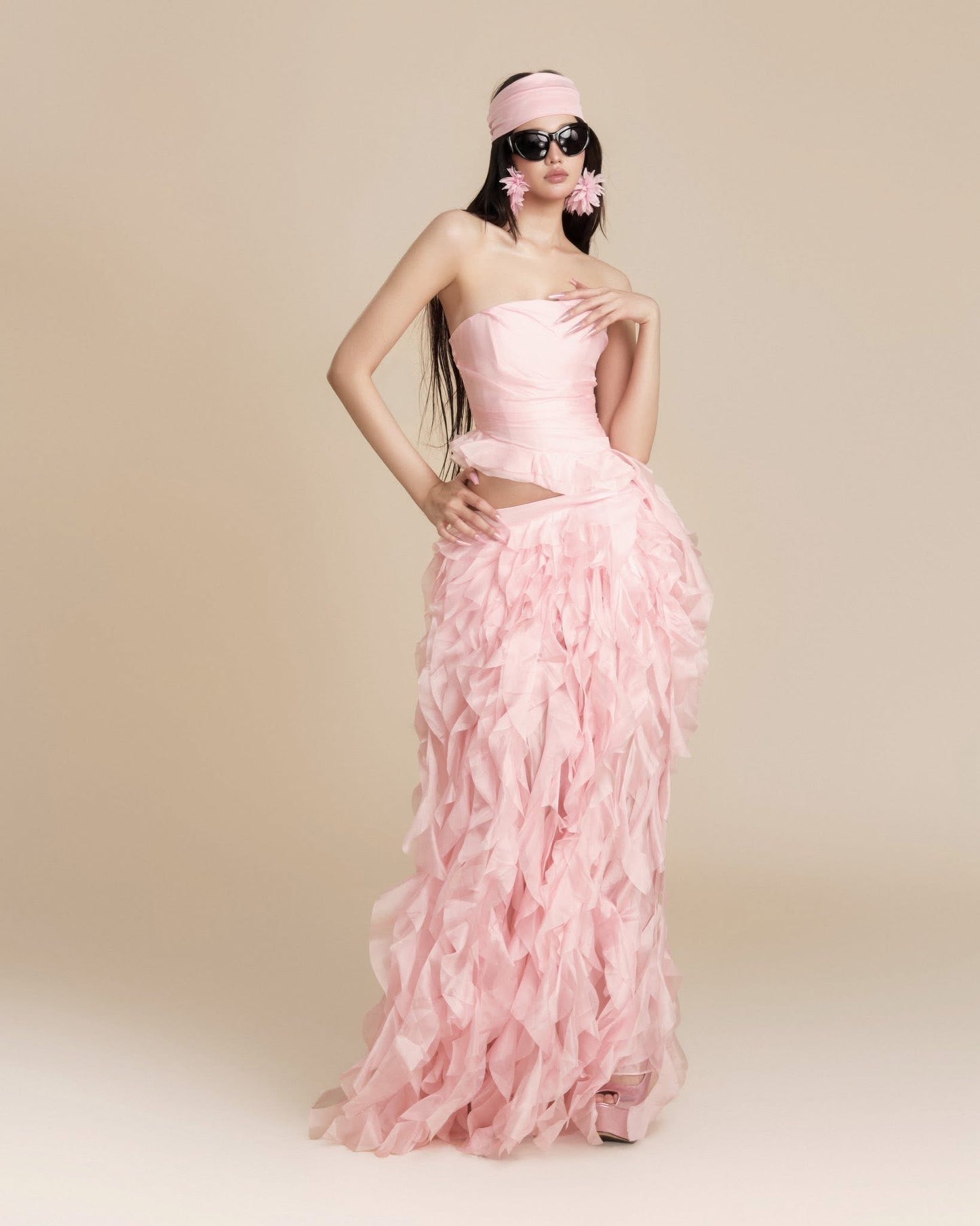 MAEL FEMME Sexy Vacation Pink Tiffany Maxi   Dress