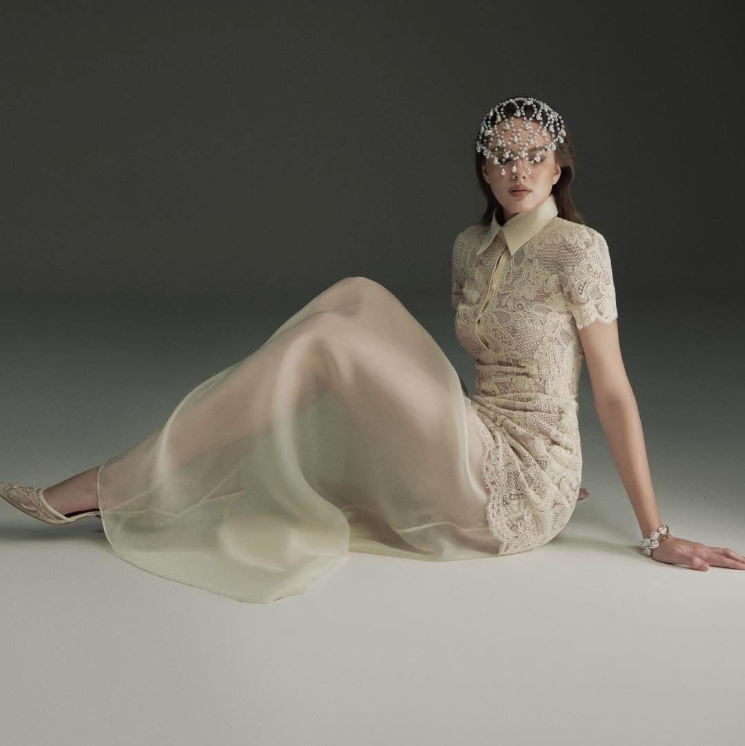 OIA STUDIOS White Sweet Elegant Vacation Lacey Maxi Dress