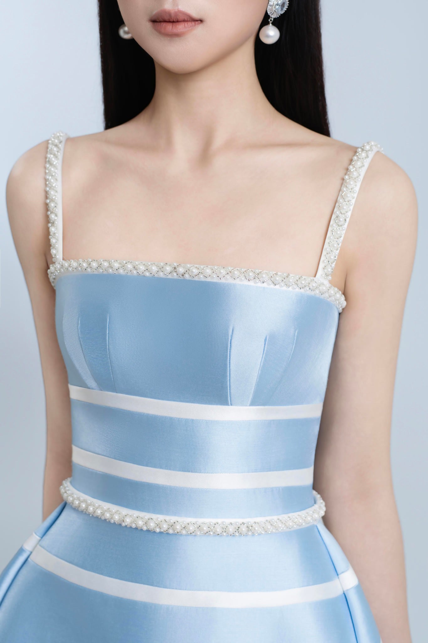 DETHEIA Elegant Minimalist Blue Ava Midi Dress