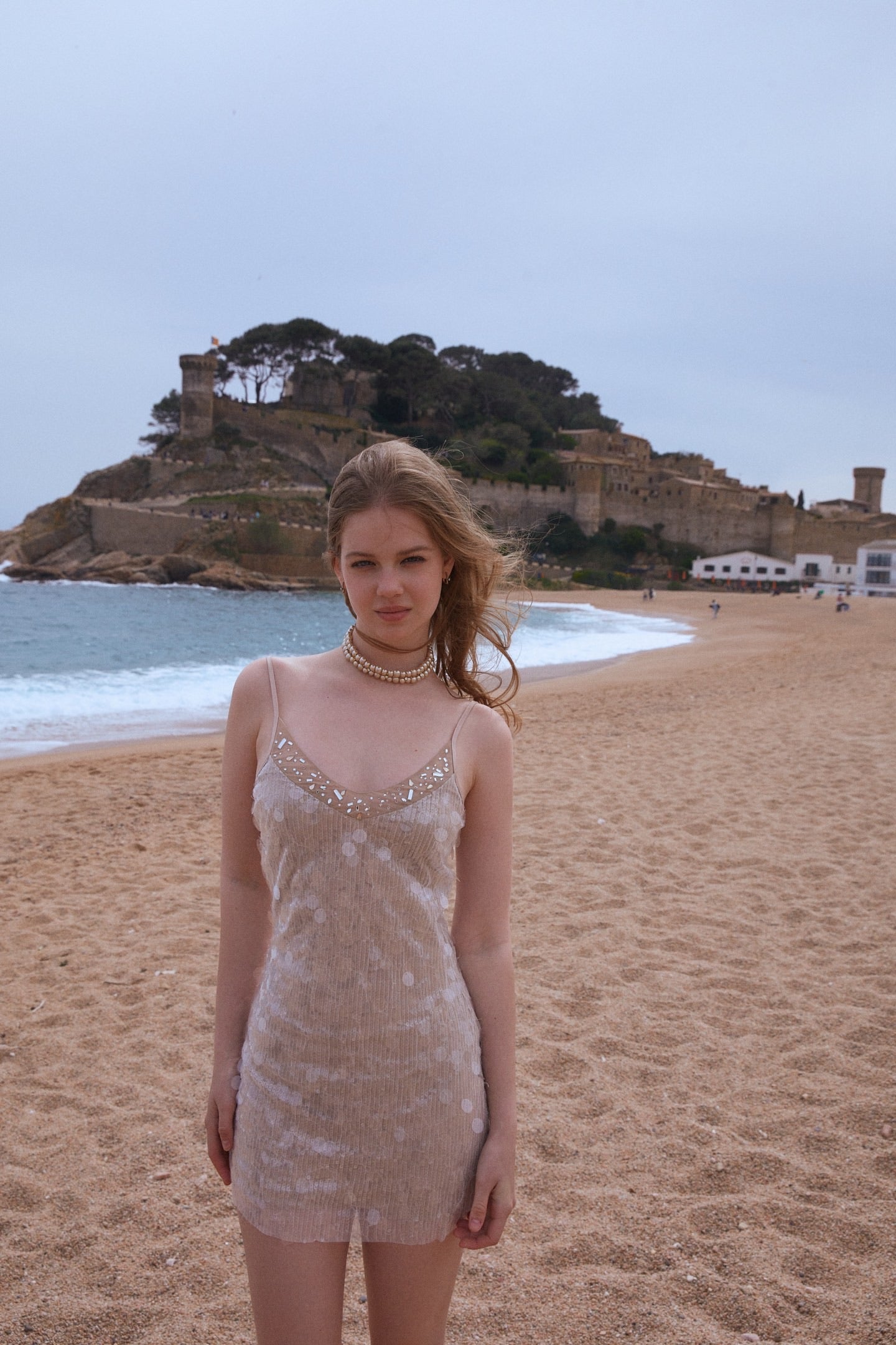 MINPURA Sliver V-neck Sequins Mini Dress