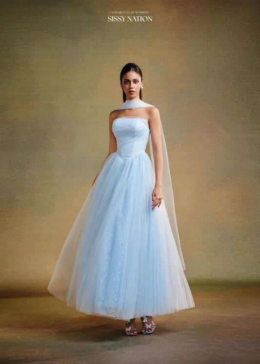 SISSY NATION Blue Amelia Corset Maxi Dress