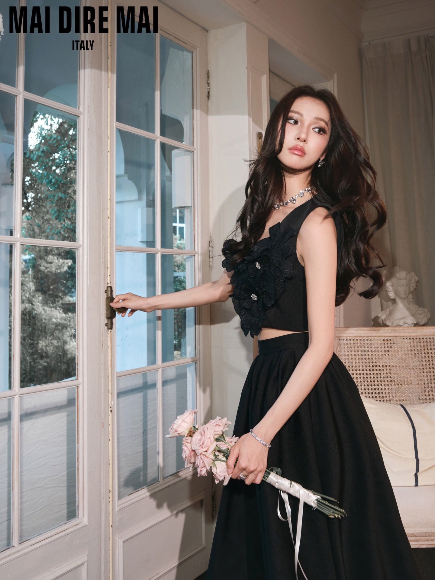 MAI DIRE MAI Black Floral Top & Skirt