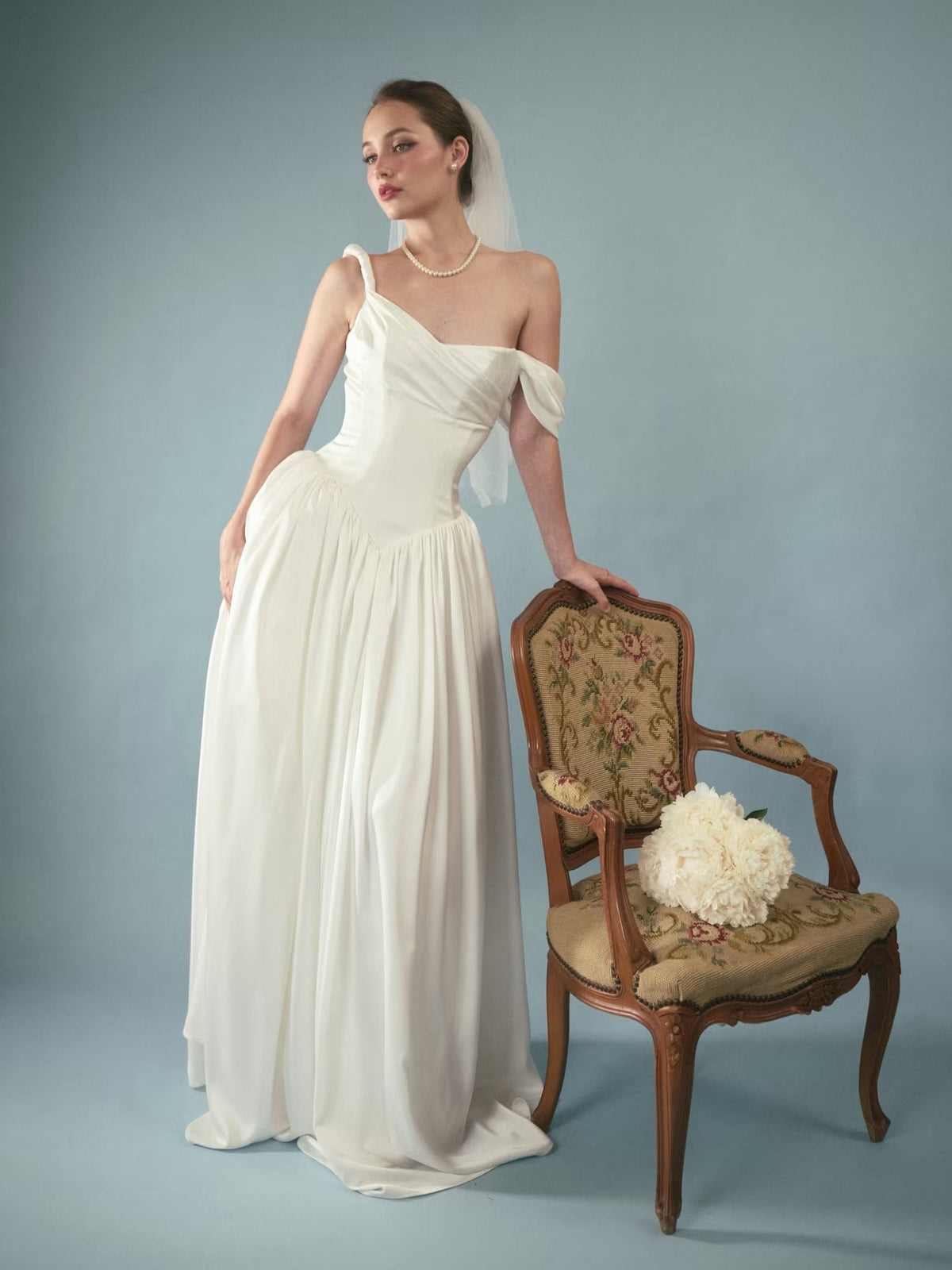 White Satin Eveline Maxi Dress