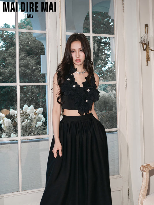 MAI DIRE MAI Black Floral Top & Skirt