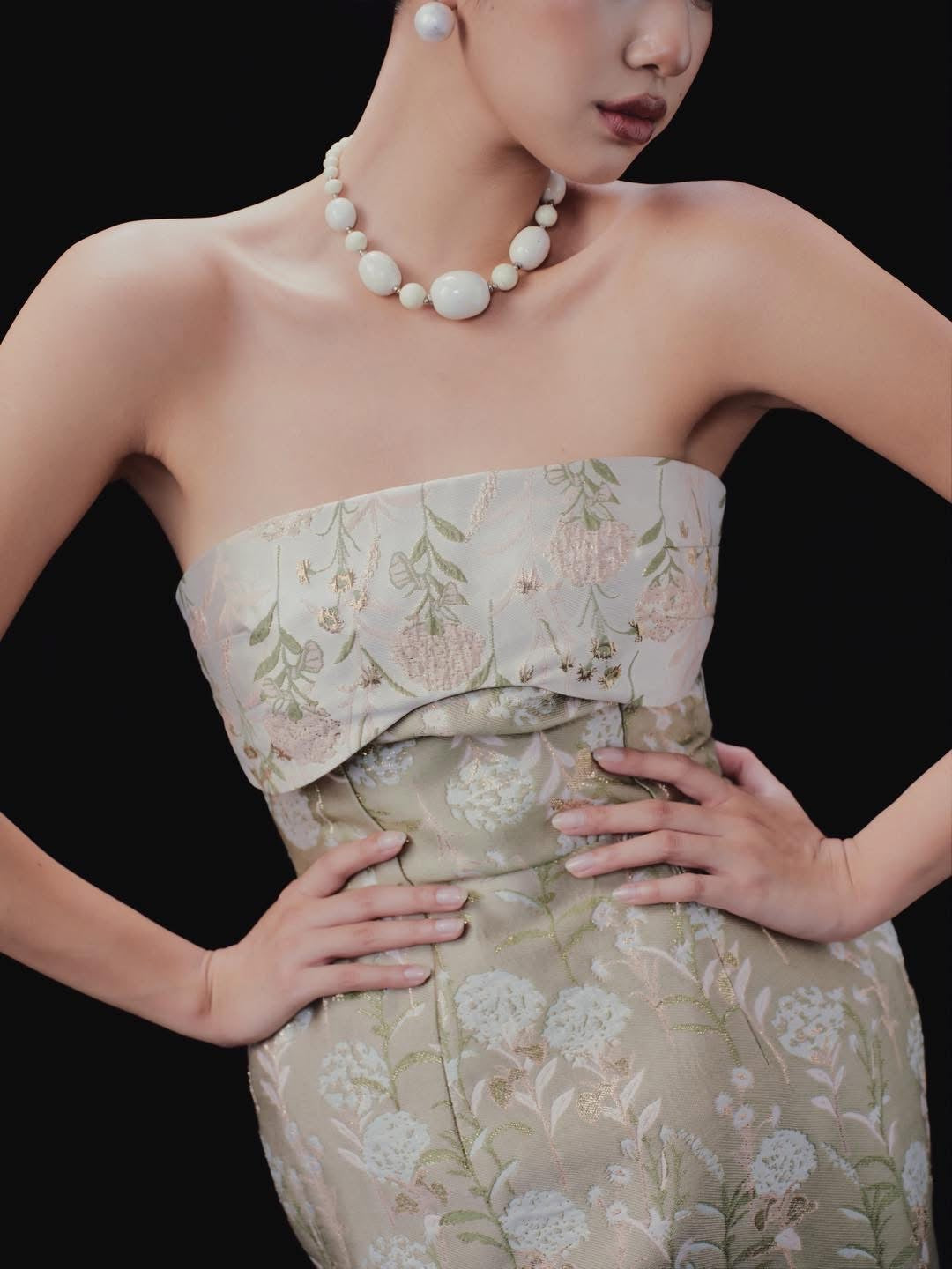 OIA STUDIOS Green Floral Sweet Ling Mini Dress