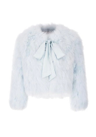 WARDROBE BY CHEN Gorgeous blue mini dress sparkling belted fox fur jacket