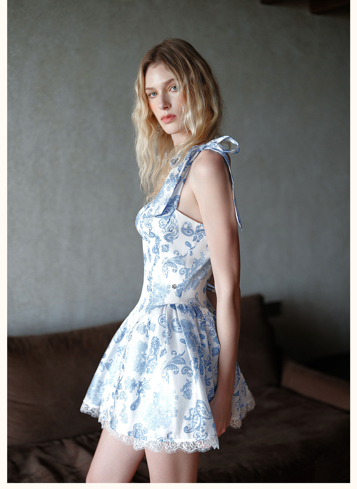 Sheerluck Elegant Vacation Blue Fiorina Mini Dress