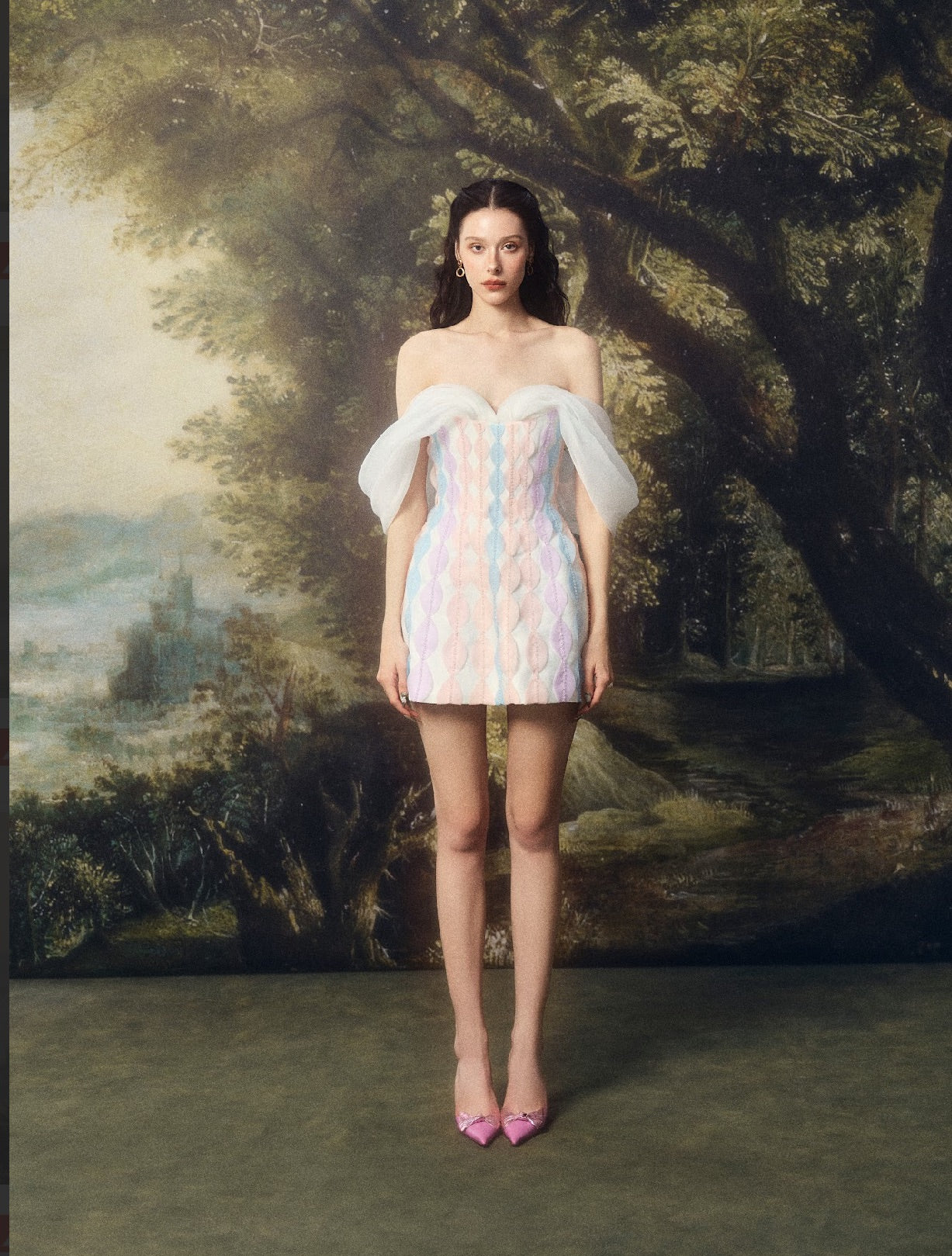 LINHPHUNG White Gauze Rainbow Iridelle Mini Dress